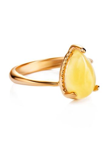 Gold-Plated Ring With Honey Amber The Twinkle, Ring Size: 11.5 / 21, image , picture 3