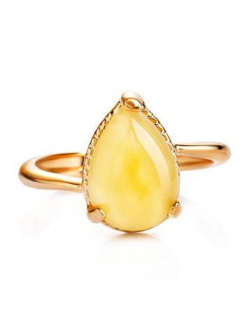 Gold-Plated Ring With Honey Amber The Twinkle, Ring Size: 11.5 / 21, image , picture 5