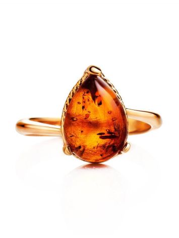 Cognac Amber Ring In Gold-Plated Silver The Twinkle, Ring Size: 5.5 / 16, image , picture 5