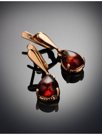 Cognac Amber Earrings In Gold-Plated Silver The Twinkle, image , picture 2
