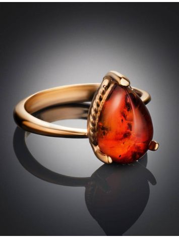 Cognac Amber Ring In Gold-Plated Silver The Twinkle, Ring Size: 11.5 / 21, image , picture 2