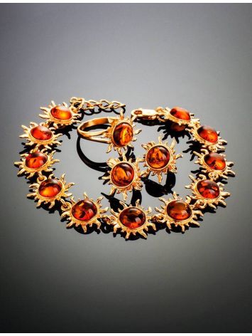 Gold-Plated Earrings With Amber The Helios, image , picture 5