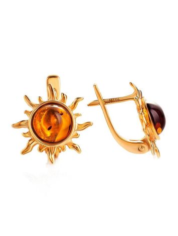 Gold-Plated Earrings With Amber The Helios, image , picture 3