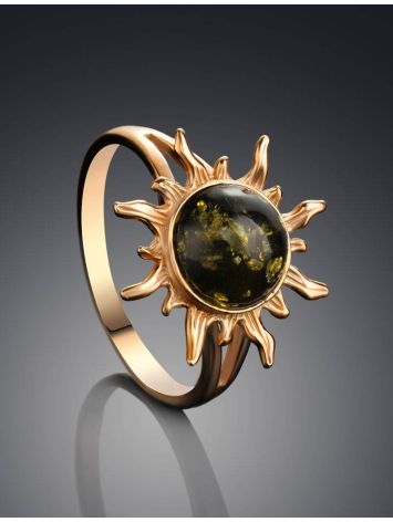 Green Amber Gold Plated Ring The Helios, Ring Size: 11.5 / 21, image , picture 2