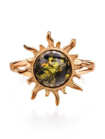 Green Amber Gold Plated Ring The Helios, Ring Size: 11.5 / 21, image , picture 4