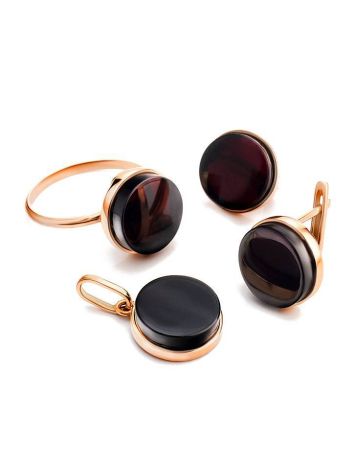 Cherry Amber Gold Plated Earrings The Furor, image , picture 3