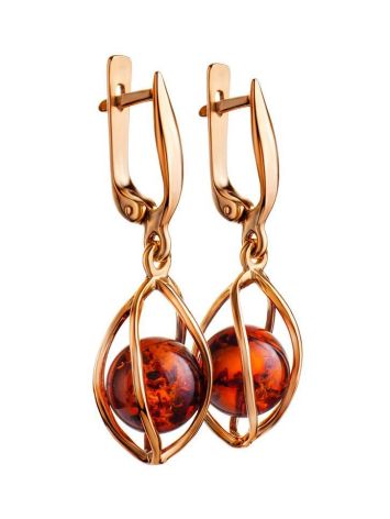 Drop Amber Earrings In Gold-Plated Silver The Algeria, image , picture 3