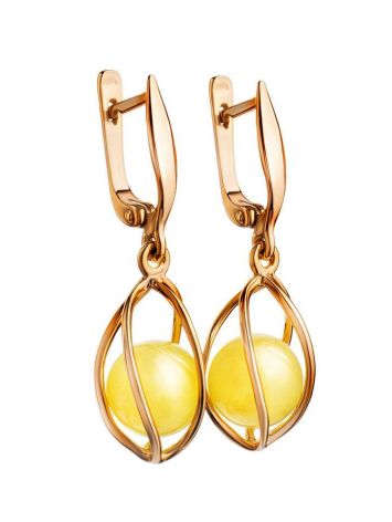 Drop Amber Earrings In Gold-Plated Silver The Algeria, image , picture 4