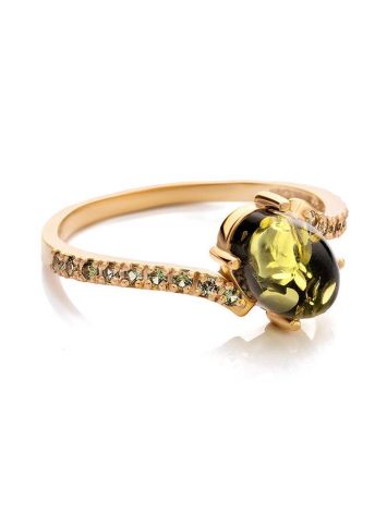 Amber Ring In Gold-Plated Silver With Crystals The Raphael, Ring Size: 8.5 / 18.5, image , picture 3