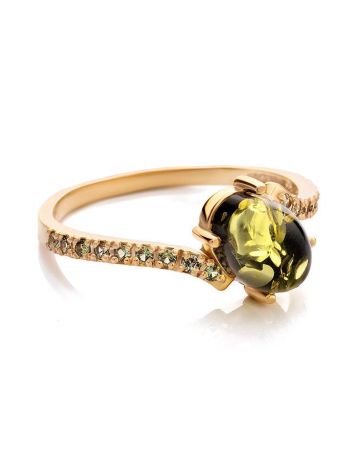 Amber Ring In Gold-Plated Silver With Crystals The Raphael, Ring Size: 11.5 / 21, image , picture 3