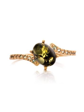 Amber Ring In Gold-Plated Silver With Crystals The Raphael, Ring Size: 8.5 / 18.5, image , picture 5