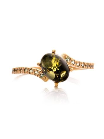 Amber Ring In Gold-Plated Silver With Crystals The Raphael, Ring Size: 11.5 / 21, image , picture 5