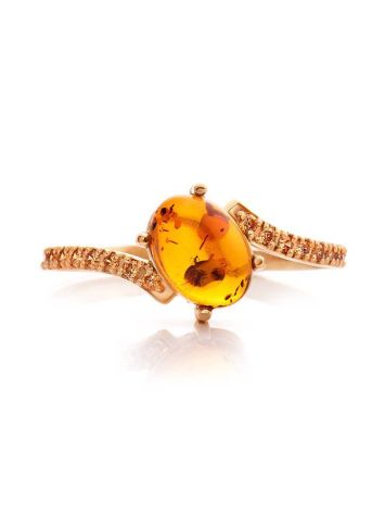 Amber Ring In Gold-Plated Silver With Crystals The Raphael, Ring Size: 5 / 15.5, image , picture 4