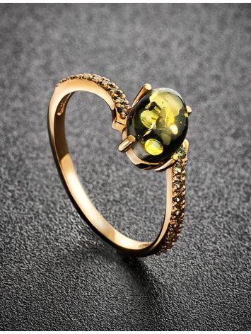 Amber Ring In Gold-Plated Silver With Crystals The Raphael, Ring Size: 8.5 / 18.5, image , picture 2