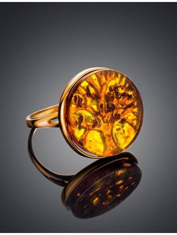 The Tree Of Life Ring Made With Amber and Gold-Plated Silver, Ring Size: 12 / 21.5, image , picture 2