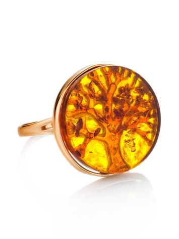 The Tree Of Life Ring Made With Amber and Gold-Plated Silver, Ring Size: 12 / 21.5, image , picture 5