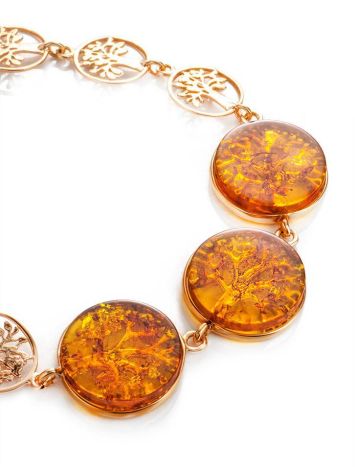 Amazing Symbolic Gift The Tree Of Life Bracelet Made in Amber And Gold-Plated Silver, image , picture 3