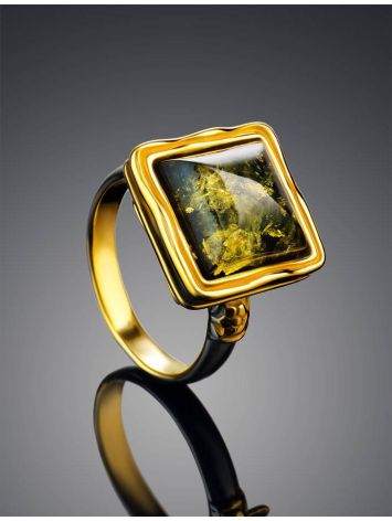 Square Amber Ring In Gold-Plated Silver The Aida, Ring Size: 11.5 / 21, image , picture 2