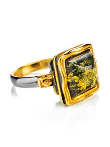 Square Amber Ring In Gold-Plated Silver The Aida, Ring Size: 11.5 / 21, image , picture 5
