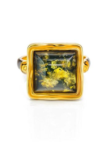 Square Amber Ring In Gold-Plated Silver The Aida, Ring Size: 11.5 / 21, image , picture 4