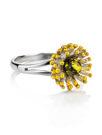 Gold Plated Silver Ring With Green Amber The Barbados, Ring Size: 12 / 21.5, image , picture 4