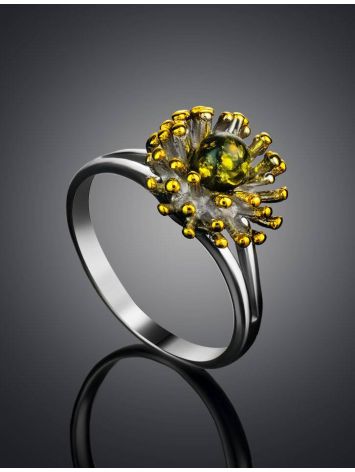 Gold Plated Silver Ring With Green Amber The Barbados, Ring Size: 5 / 15.5, image , picture 2