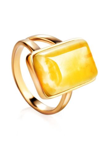 Stylish Natural Honey Amber Ring The Copenhagen, Ring Size: 11.5 / 21, image 