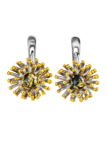 Chic Silver Amber Earrings The Barbados, image 
