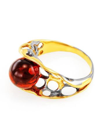 Fabulous Amber Ring In Gold-Plated Silver The Turandot, Ring Size: 5.5 / 16, image , picture 3