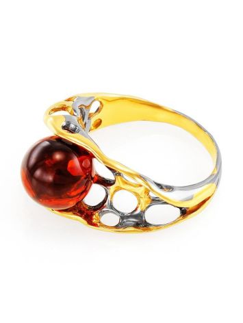 Fabulous Amber Ring In Gold-Plated Silver The Turandot, Ring Size: 13 / 22, image , picture 3