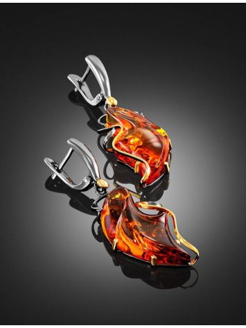 Handcrafted Amber Earrings In Gold-Plated Silver The Rialto, image , picture 3