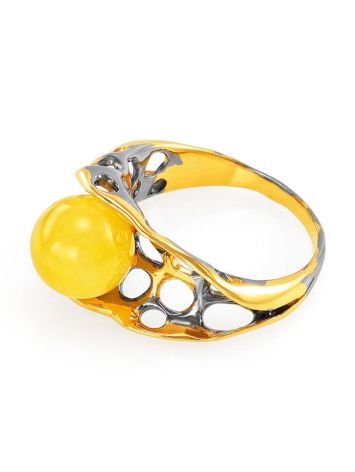 Bold Gold-Plated Ring With Honey Amber The Turandot, Ring Size: 13 / 22, image , picture 4