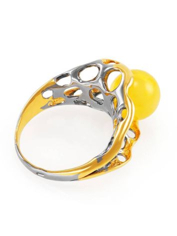 Bold Gold-Plated Ring With Honey Amber The Turandot, Ring Size: 13 / 22, image , picture 5