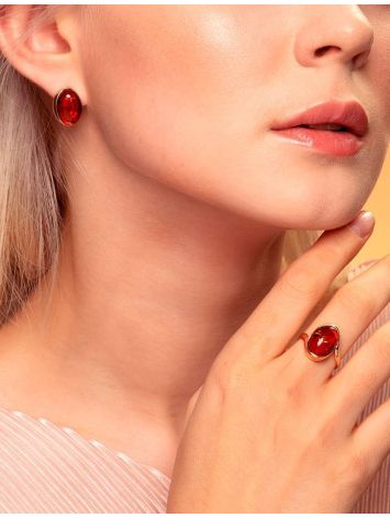Сlassic Gold-Plated Cocktail Ring With Cognac Amber The Suite, Ring Size: 11.5 / 21, image , picture 6