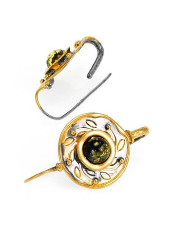 Green Amber Earrings In Gold-Plated Silver The Aida, image , picture 4