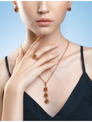 Gold-Plated Ring With Cognac Amber The Aster, Ring Size: 11 / 20.5, image , picture 6
