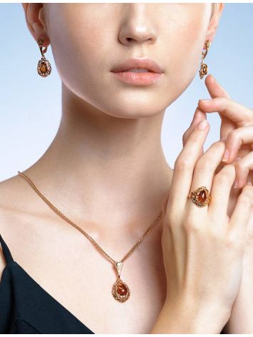 Amber Earrings In Gold-Plated Silver The Luxor, image , picture 5