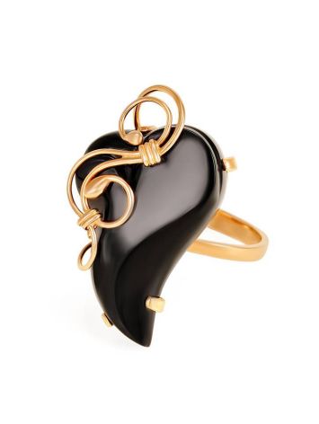 Black Synthetic Onyx Ring In Gold The Serenade, Ring Size: Adjustable, image , picture 3