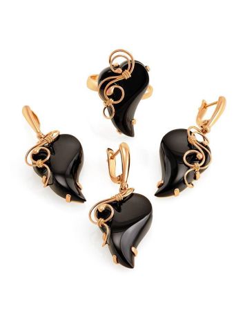 Black Synthetic Onyx Ring In Gold The Serenade, Ring Size: Adjustable, image , picture 4