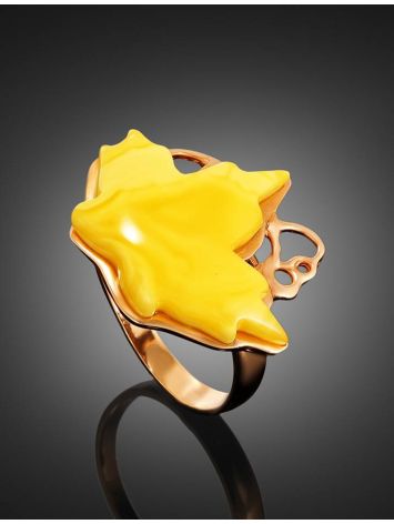 Leaf Shaped Amber Ring In Gold The Canada, Ring Size: Adjustable, image , picture 2