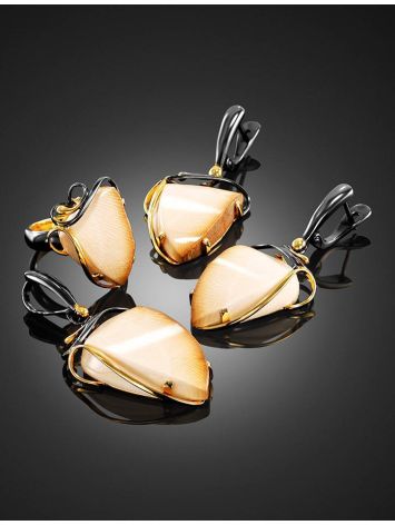 Refined Gold-Plated Open Ring With Genuine Mammoth Ivory The Era, Ring Size: Adjustable, image , picture 3