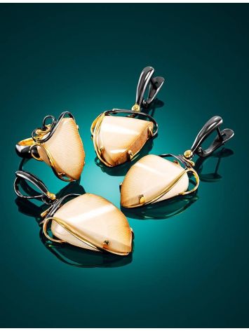 Refined Gold-Plated Open Ring With Genuine Mammoth Ivory The Era, Ring Size: Adjustable, image , picture 5