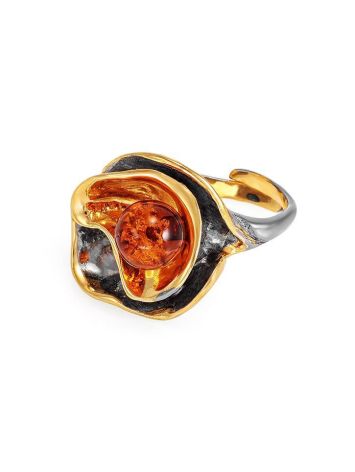 Adjustable Amber Ring In Gold-Plated Silver The Turandot, Ring Size: Adjustable, image , picture 4