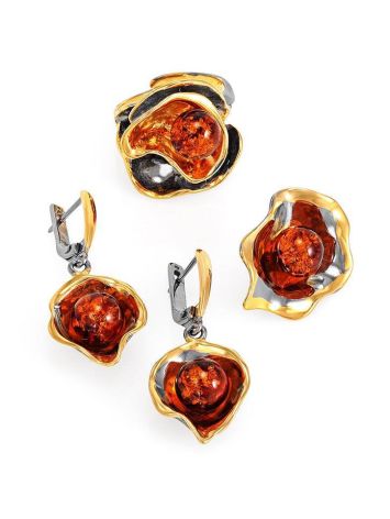 Adjustable Amber Ring In Gold-Plated Silver The Turandot, Ring Size: Adjustable, image , picture 5