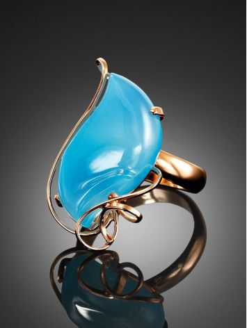 Gold Plated Silver Cocktail Ring With Chalcedony The Serenade, Ring Size: Adjustable, image , picture 2