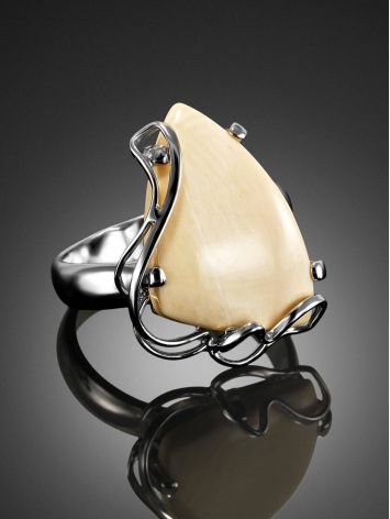 Handcrafted Silver Ring With Mammoth Tusk The Era, Ring Size: Adjustable, image , picture 2