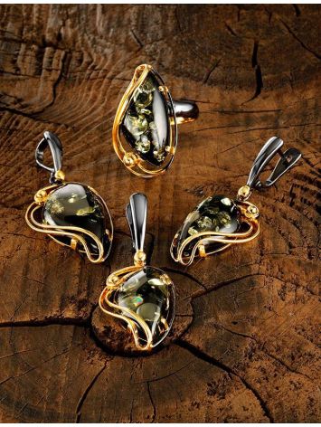 Gold-Plated Handcrafted Earrings With Green Amber The Rialto, image , picture 4