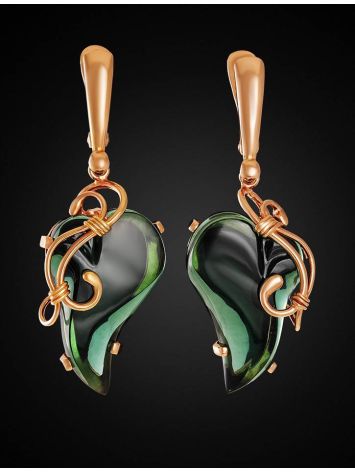 Bold Gold-Plated Earrings With Synthetic Tourmaline The Serenade, image , picture 3