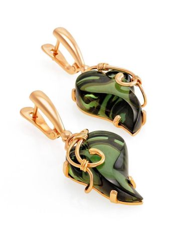 Bold Gold-Plated Earrings With Synthetic Tourmaline The Serenade, image , picture 4