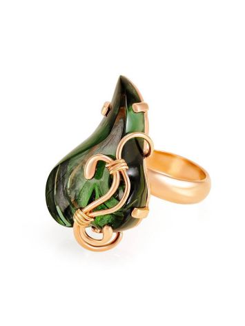 Gold-Plated Adjustable Ring With Bright Synthetic Tourmaline The Serenade, Ring Size: Adjustable, image , picture 3